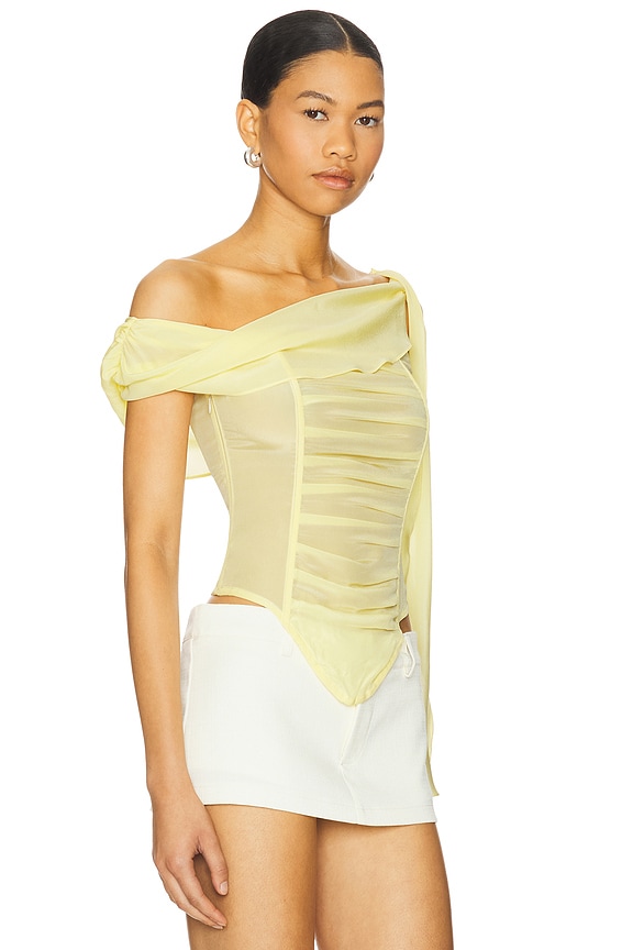 view 2 of 5 Chiffon Top in Pastel Yellow
