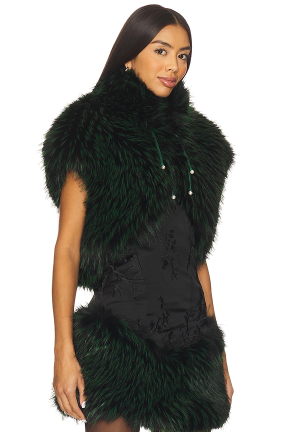 view 2 of 4 Lina Faux Fur Green Vest Top in Green