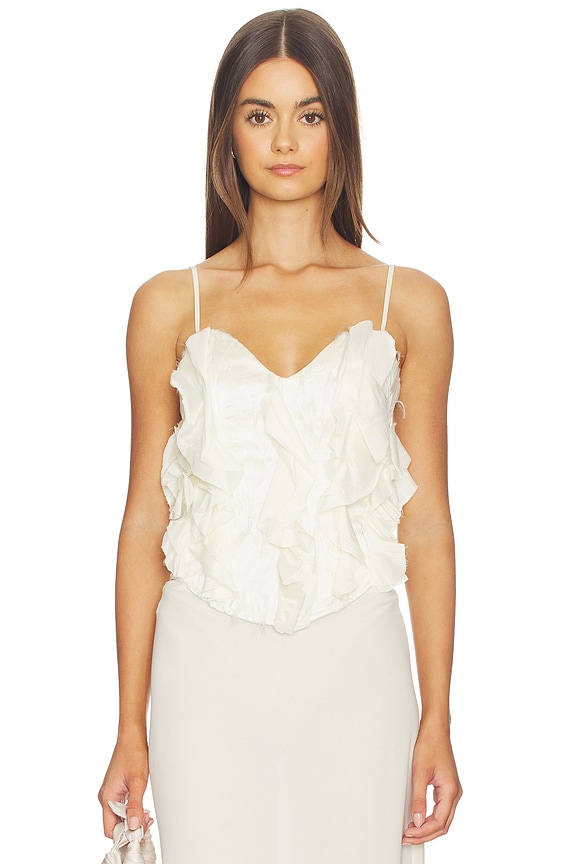view 1 of 4 Emma Lace Up Bustier Top in White