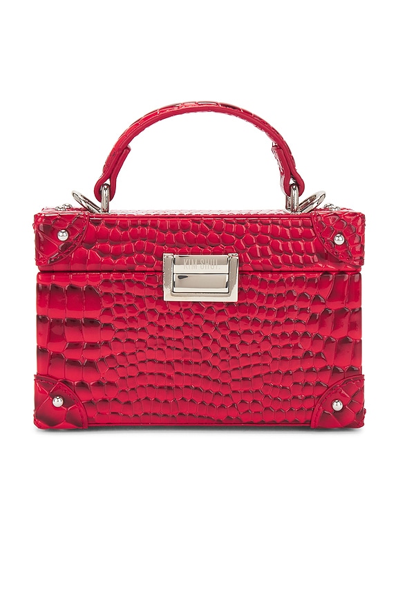 view 2 of 5 Mini Box Bag in Red Croc in Wine