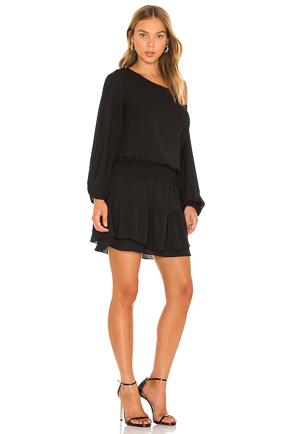 view 2 of 3 One Shoulder Ruffle Dress in Black