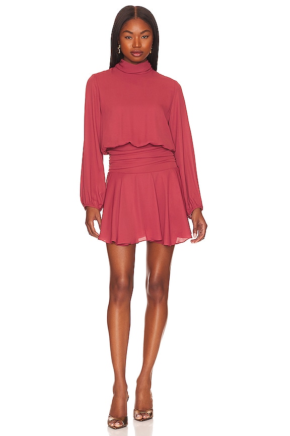 Krisa Shirred Turtleneck Mini Dress In Mojave Revolve 6939