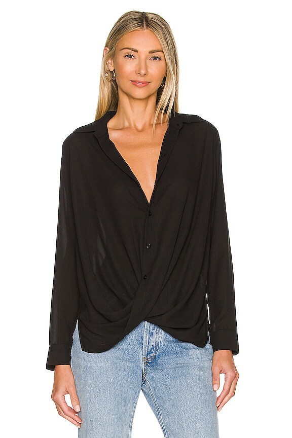 krisa Surplice Blouse in Black | REVOLVE