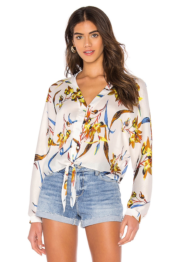 view 1 of 4 Tie Button Front Top in Bloom