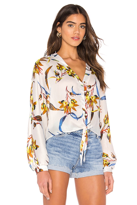 view 2 of 4 Tie Button Front Top in Bloom