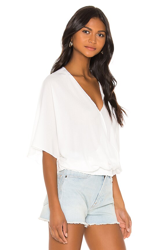 view 2 of 4 Smocked Waist Surplice Top in White