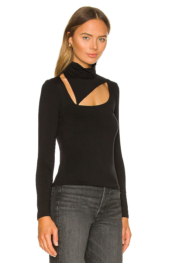 view 2 of 4 Cutout Turtleneck Top in Black