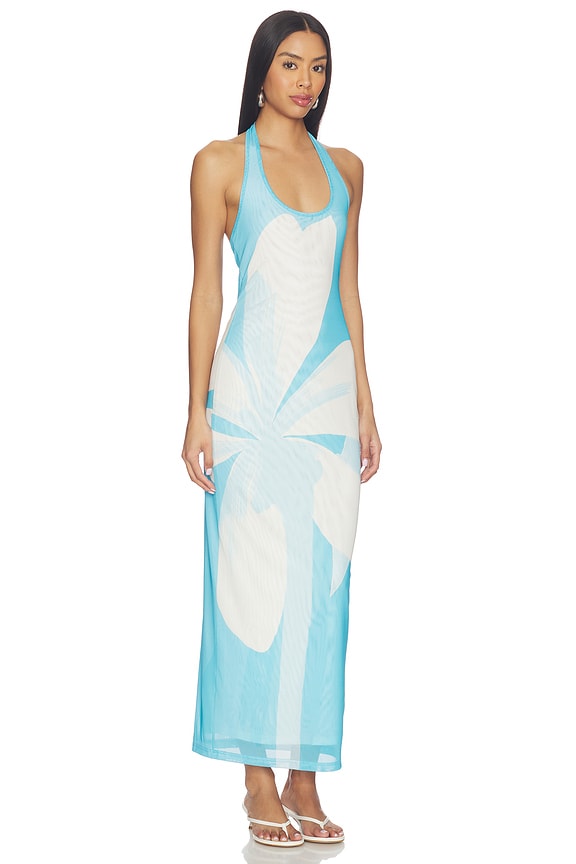 view 2 of 3 Mesh Halter Maxi Dress in Blue Oasis