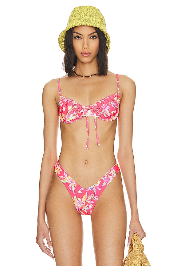 view 1 of 4 Ruched Underwire Bikini Top in Viva Dreama Pink Print