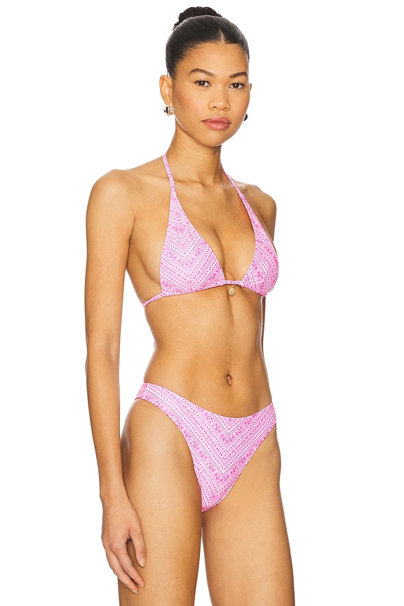 view 2 of 5 Classic Tie Halter Bikini Top in Starlight Saloon