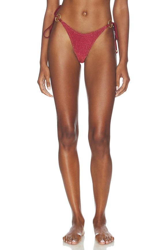 view 1 of 5 Ring Cheeky Side Tie Bikini Bottom in Cinnamon