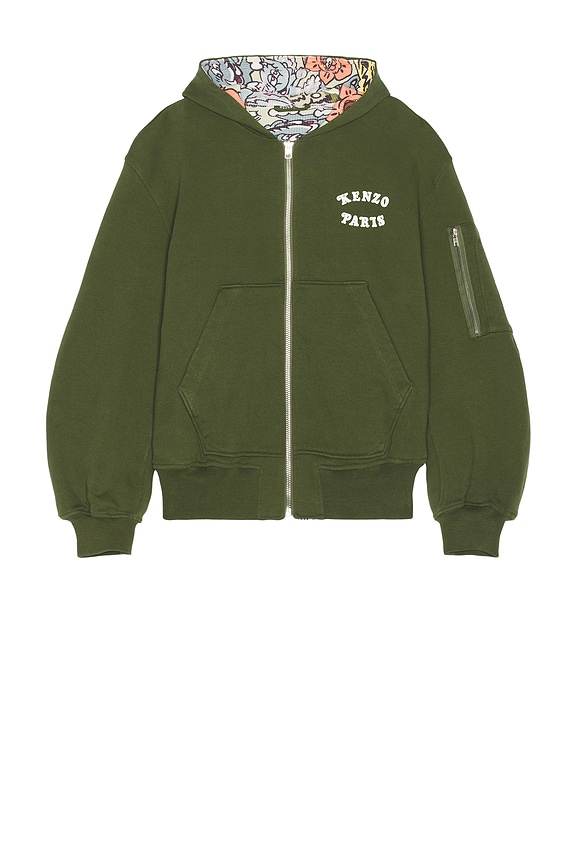 view 2 of 6 x Verdy Collection Reversible Full Zip Hoodie in Khaki