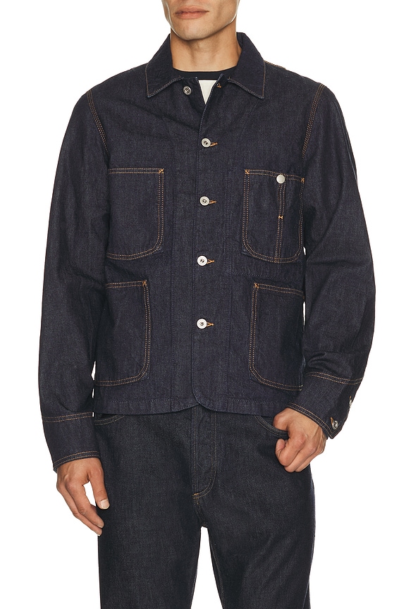 view 2 of 5 Varsity Chore Jacket in Blue Denim