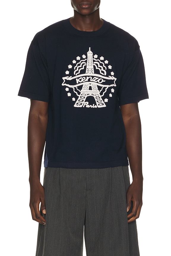 view 2 of 6 Eiffel Tower Design T-shirt in Blue Black