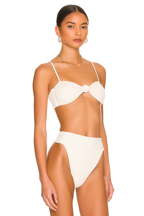 view 2 of 4 Penelope Reversible Bikini Top in Textured Shell & Shell