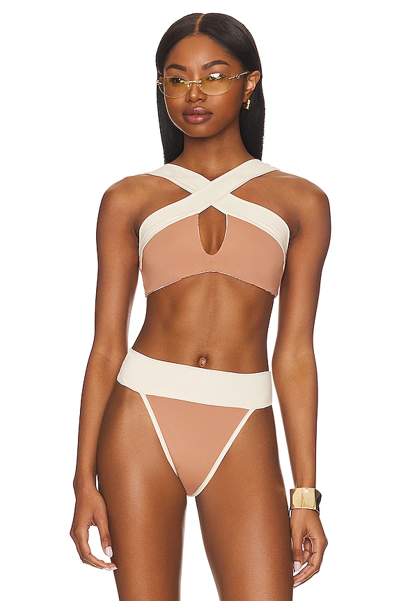 view 2 of 5 x Jessi Malay Reversible Coco Bikini Top in Palma & Bronze