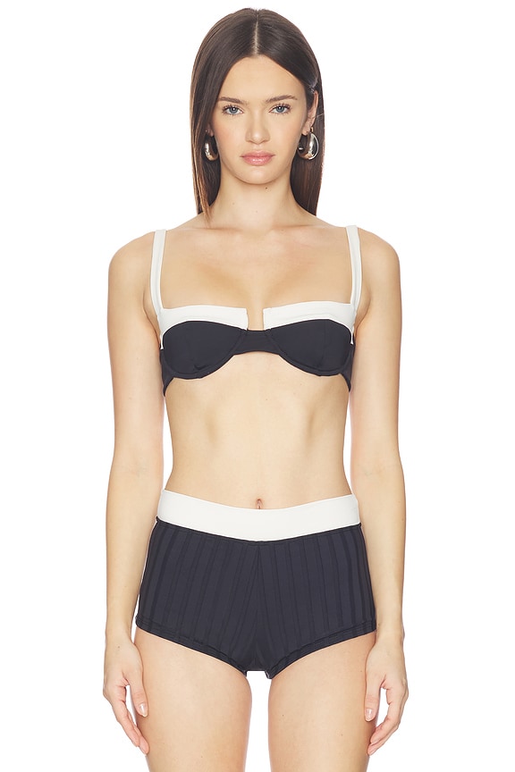 view 2 of 6 Jolene Reversible Bikini Top in Ribbed Onyx
