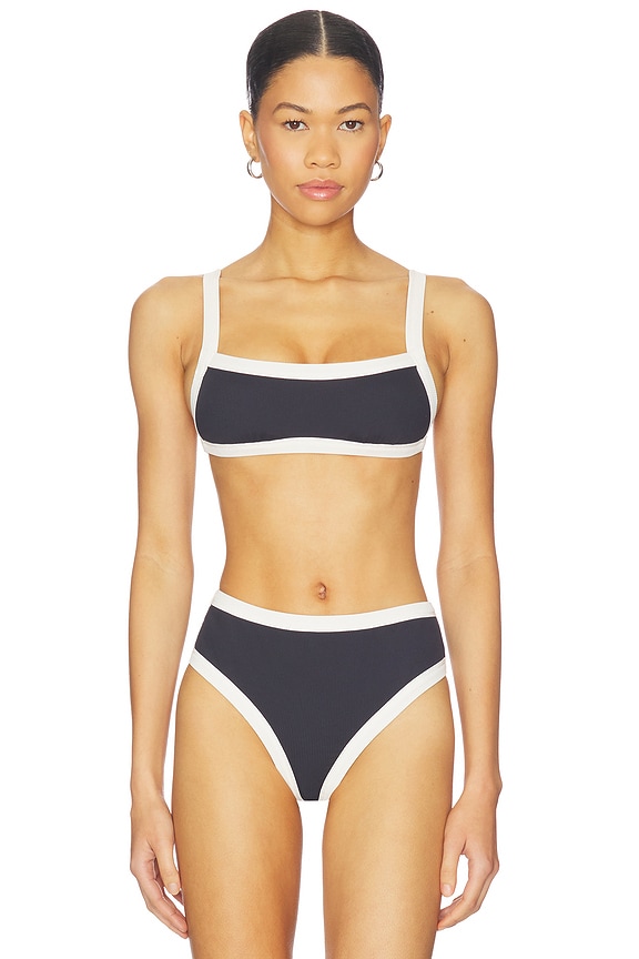 view 2 of 6 Marlow Reversible Bikini Top in Striped Onyx & Onyx