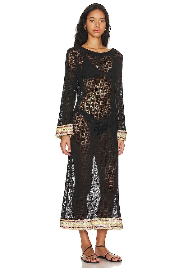 view 2 of 3 The Madonna Lily Caftan in Black Crochet