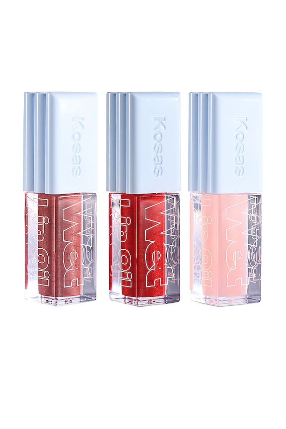Kosas The Mini Wet Set Lip Oil Gloss Trio in Jellyfish, Dip & Jaws