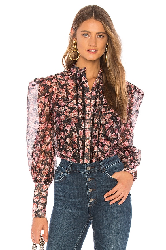 view 1 of 4 One Love Top in Black Rose Floral