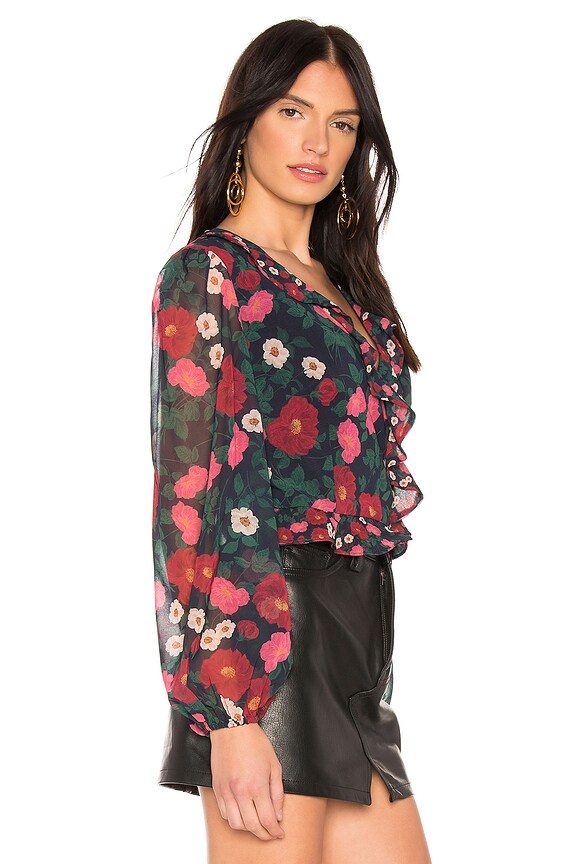 view 2 of 4 Waves Long Sleeve Wrap Top in Navy Floral