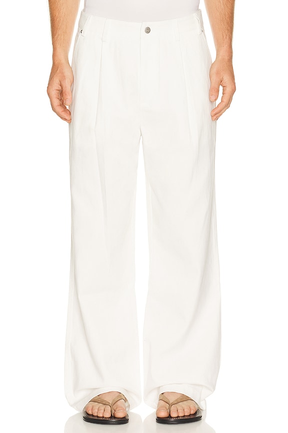 view 1 of 5 Single Pleated Trouser in White