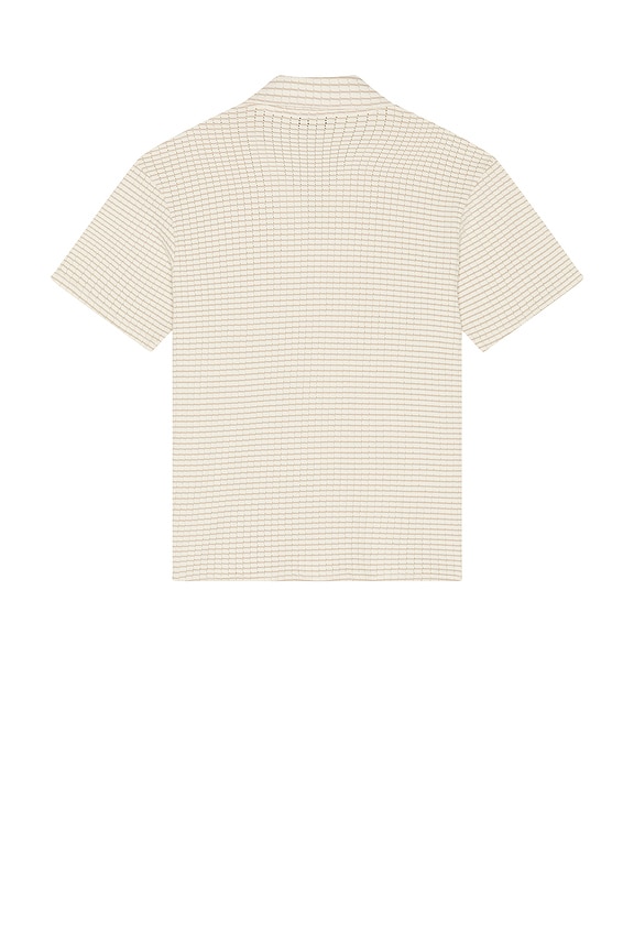 view 2 of 4 Checkered Knit Bowling Shirt in Egret