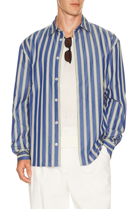 view 1 of 5 Jordan Striped Shirt in Beacon Blue