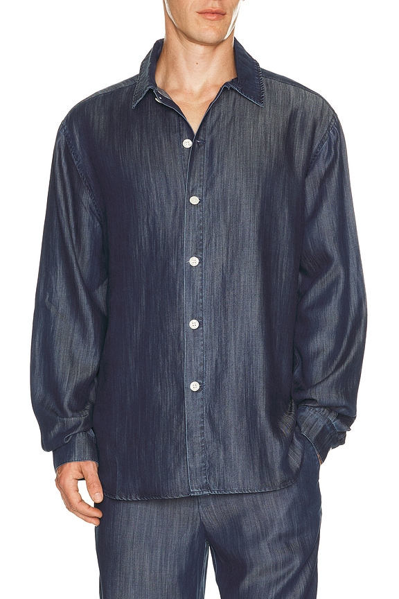 view 1 of 4 Oversized Denim Shirt in Dark Wash