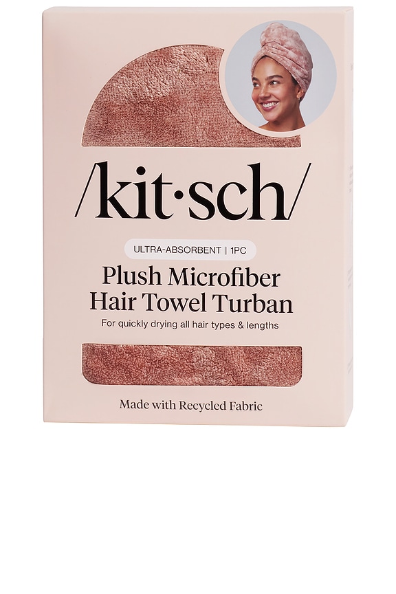 view 2 of 6 Plush Microfiber Hair Towel Turban in Terracotta