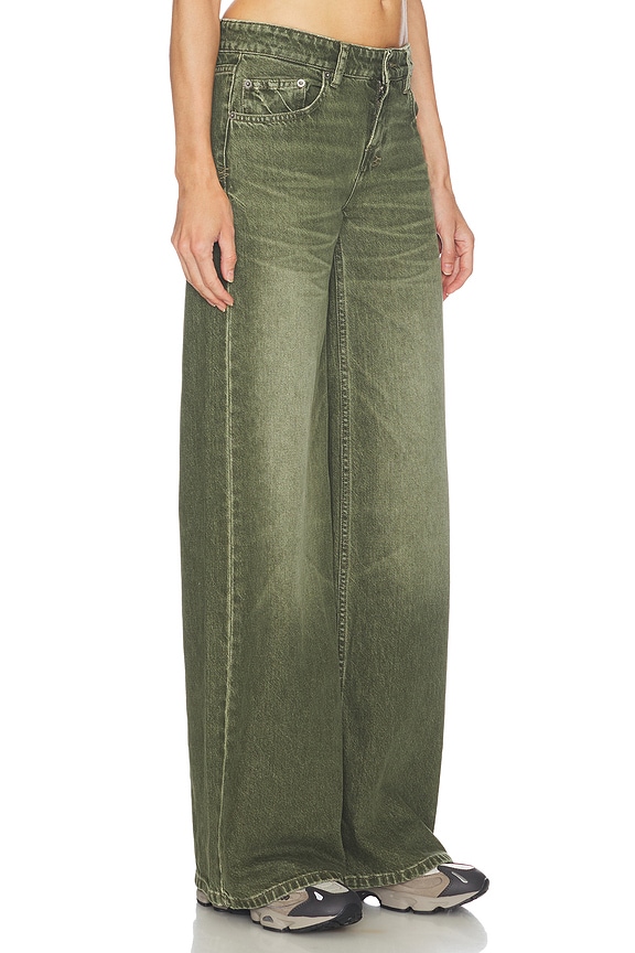 view 2 of 6 Dropout Low Rise Jeans in Militant Green