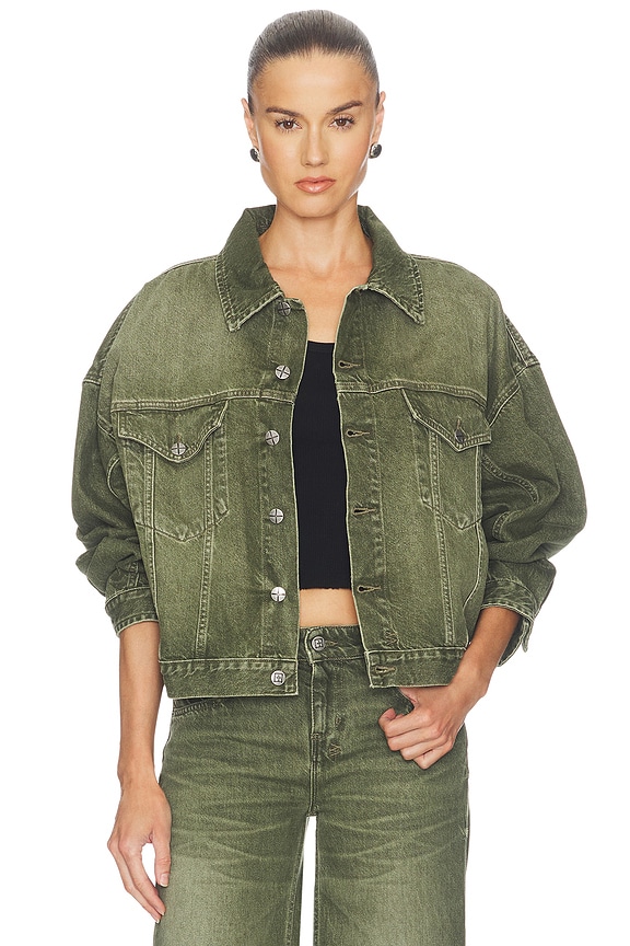 view 1 of 4 Relaxed Trucker Jacket in Militant Green