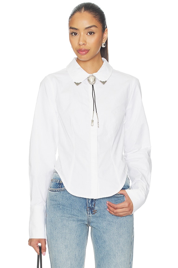 view 2 of 6 Dare Open Back Shirt in White