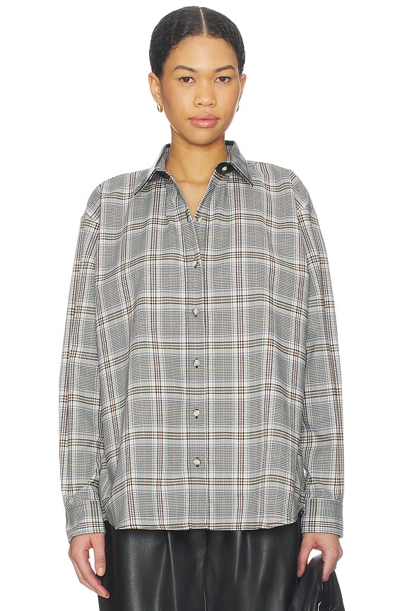 view 2 of 6 CHEMISE ASHLEY in Plaid 3 & Black Leather