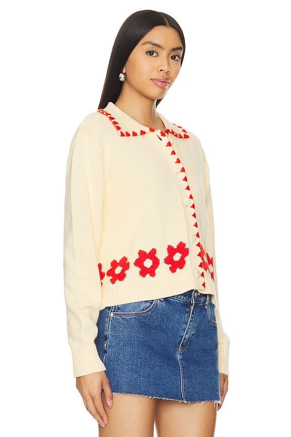 view 2 of 4 Polly Cardigan in Red Tiled Floral