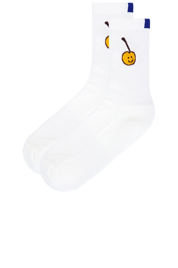 view 2 of 2 CHERRY ソックス in White & Gold