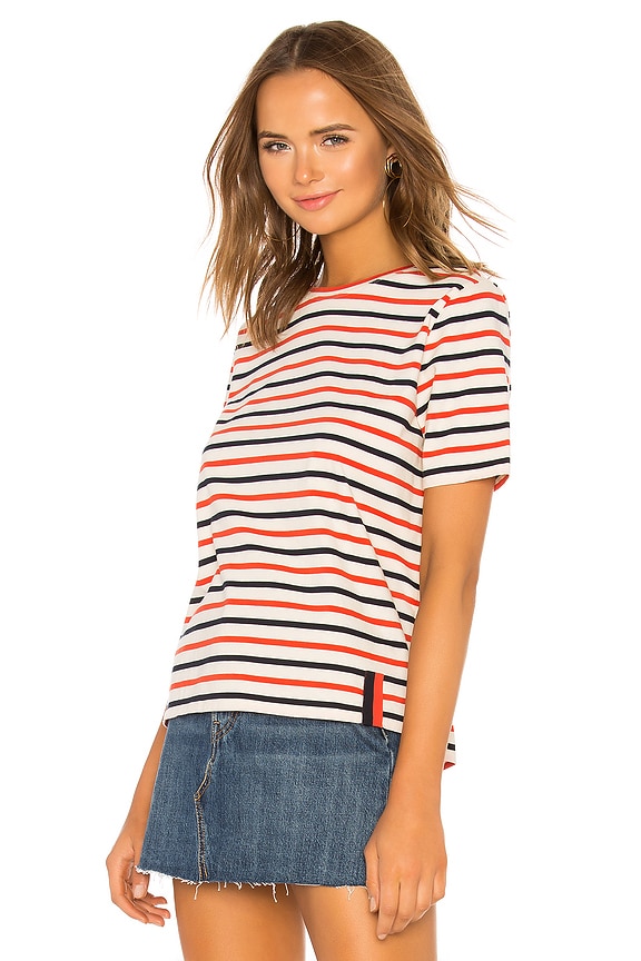 view 2 of 4 Striped Tee in Cream, Poppy & Navy
