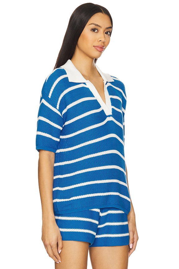 view 2 of 5 Fjord Polo Top in Royal Blue & White