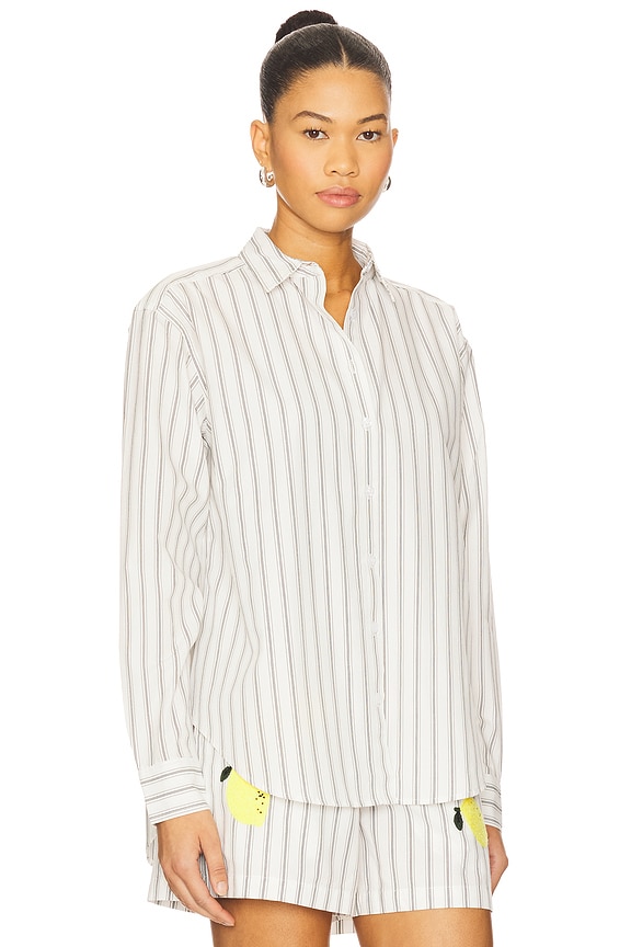 view 2 of 5 The Cordel Button Up Shirt in White & Black