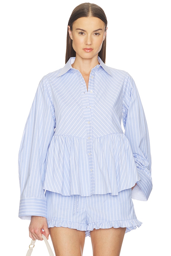 view 1 of 5 Ambika Top in Blue Stripes
