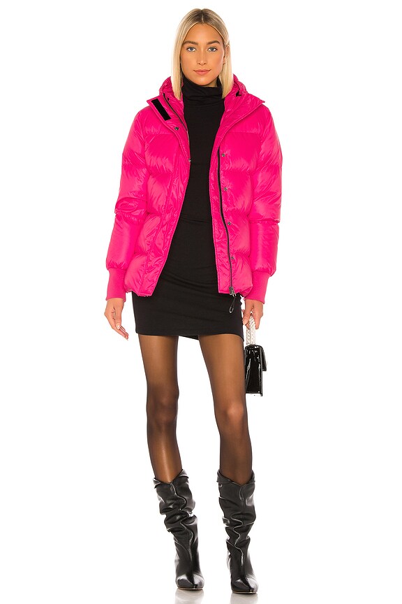 view 2 of 4 Short Belted Puffer Jacket in Deep Fuchsia