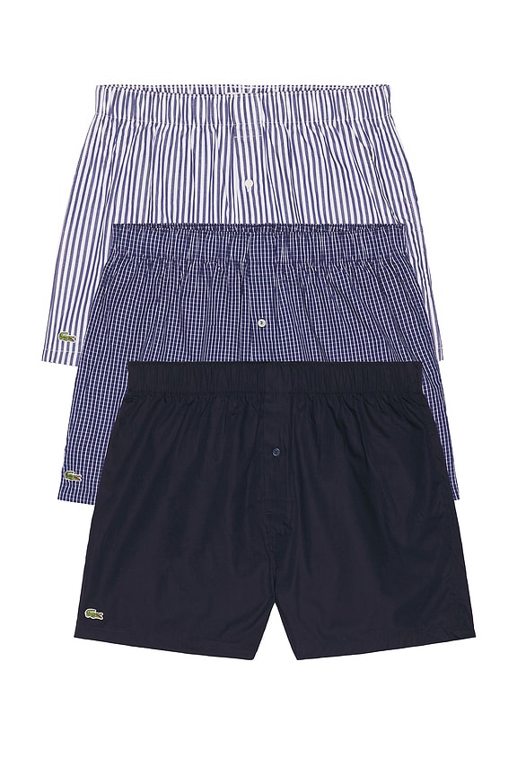 view 1 of 3 3-Pack Cotton Weave Boxers in Navy Blue & White