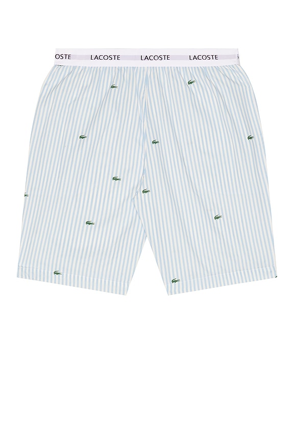 view 2 of 3 Straight Fit Printed Cotton Pajama Shorts in Panorama, White, & Green