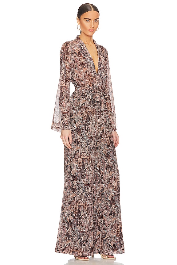 view 2 of 3 Echo Jumpsuit in Brown Multi Neutral Paisley