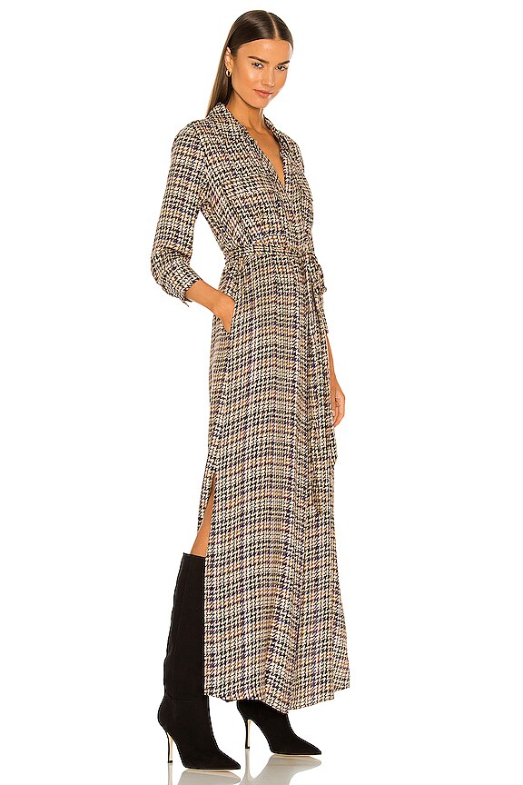 view 2 of 3 Cameron Long Shirt Dress in Tan Multi Twill Plaid