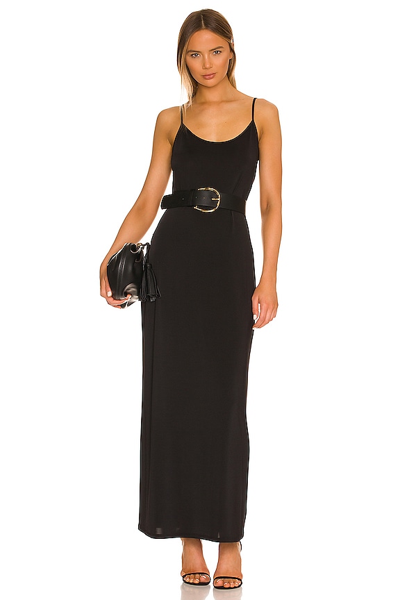 L'AGENCE Maren Long Slip Dress in Black | REVOLVE