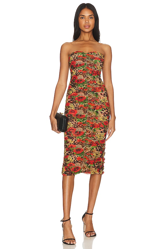 view 2 of 4 Caprice Midi Dress in Burnt Red Rose Leopard