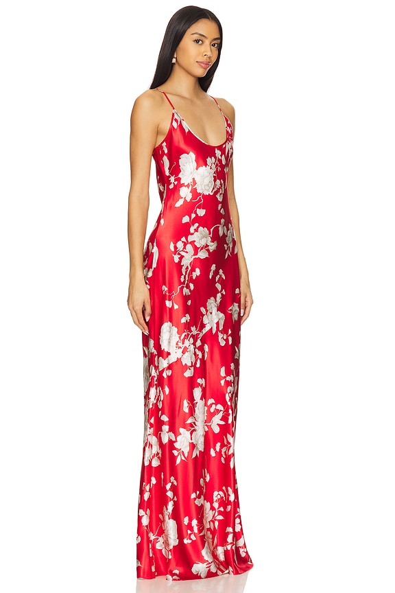 view 2 of 3 Charmaine U Neck Gown in Red & Ivory Ikebana