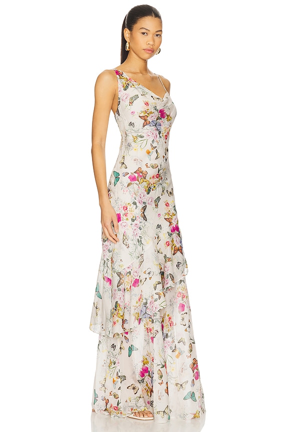 view 2 of 4 Viola Cowl Neck Gown in White Charonda Butterfly